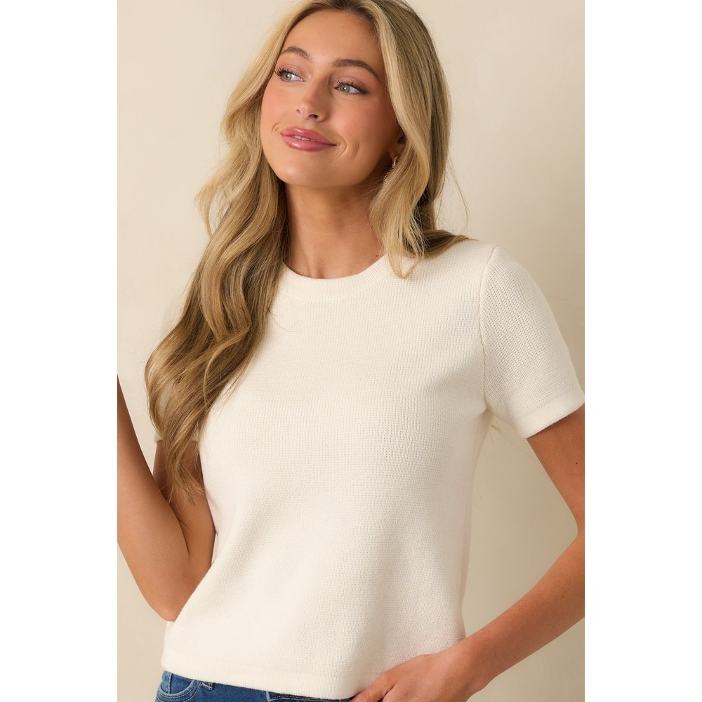 NWT Prosperina Mary Lynn Ivory Cotton Sweater / Size Med / MSRP $108